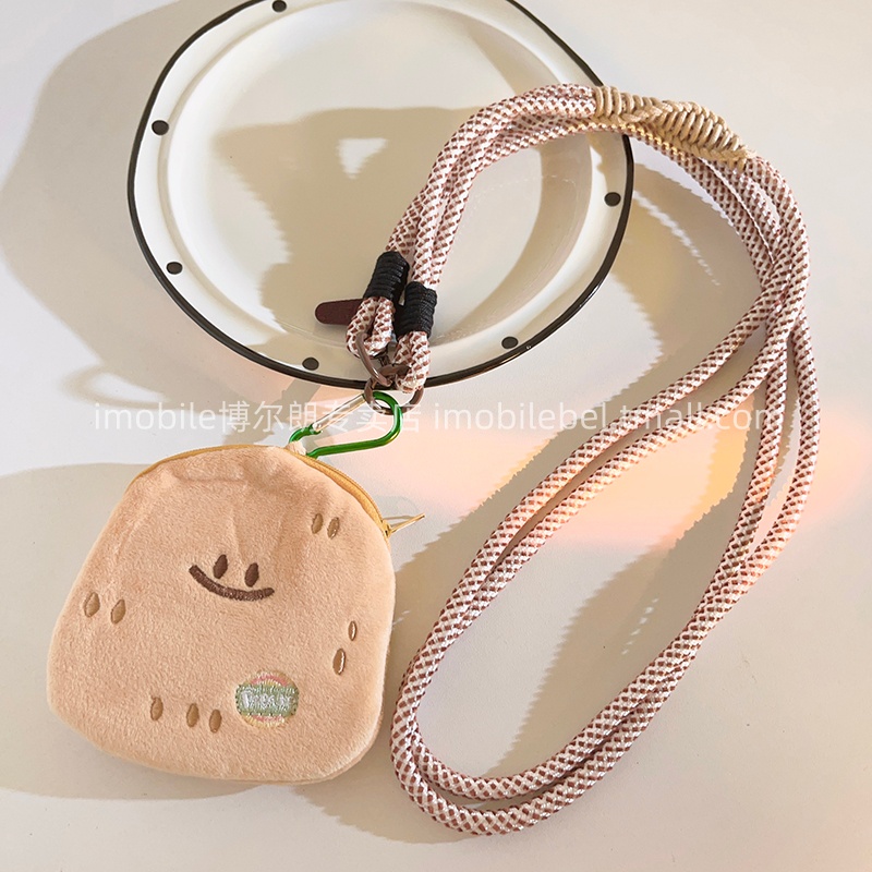 趣味ins可爱微笑土豆零钱包挂件多功能手机链斜挎可背长绳户外防丢学生苹果蓝牙耳机钥匙收纳ccd便携背带挂脖