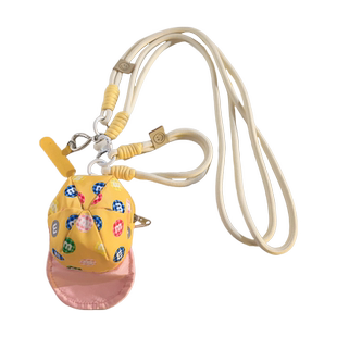 粉M豆帽子包旋转扣编织斜跨长绳短款手环挂绳适用于通用所有手机壳DIY配饰手机挂件钥匙扣耳机零钱袋便携侧背