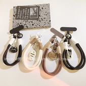 超可爱黑奶白小鱼手机壳挂件短款 饰品通用背包车钥匙挂坠 挂绳耐脏编织带尼龙绳挂件手绳趣味卡通奶白咖小鱼装