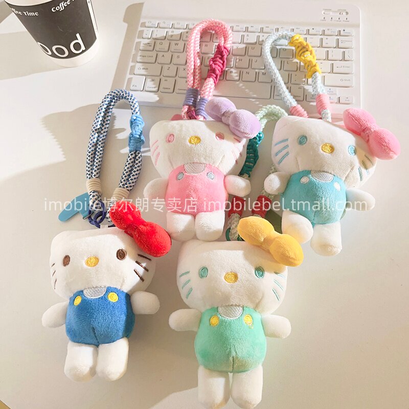 日韩卡通HelloKitty毛绒可爱公仔手机壳挂件汽车钥匙扣包包挂饰玩偶礼物手机链网红女款ccd便携短款挂绳防丢