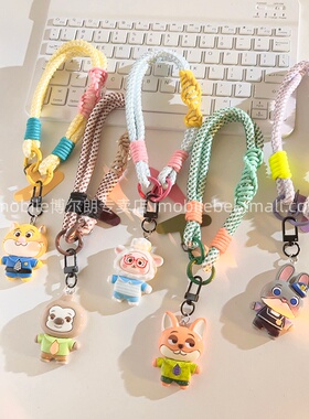 情侣网红动漫卡通立体疯狂动物手机壳挂件结实耐用百搭手机链可爱女款短款手腕绳汽车钥匙扣通用ccd便携挂绳