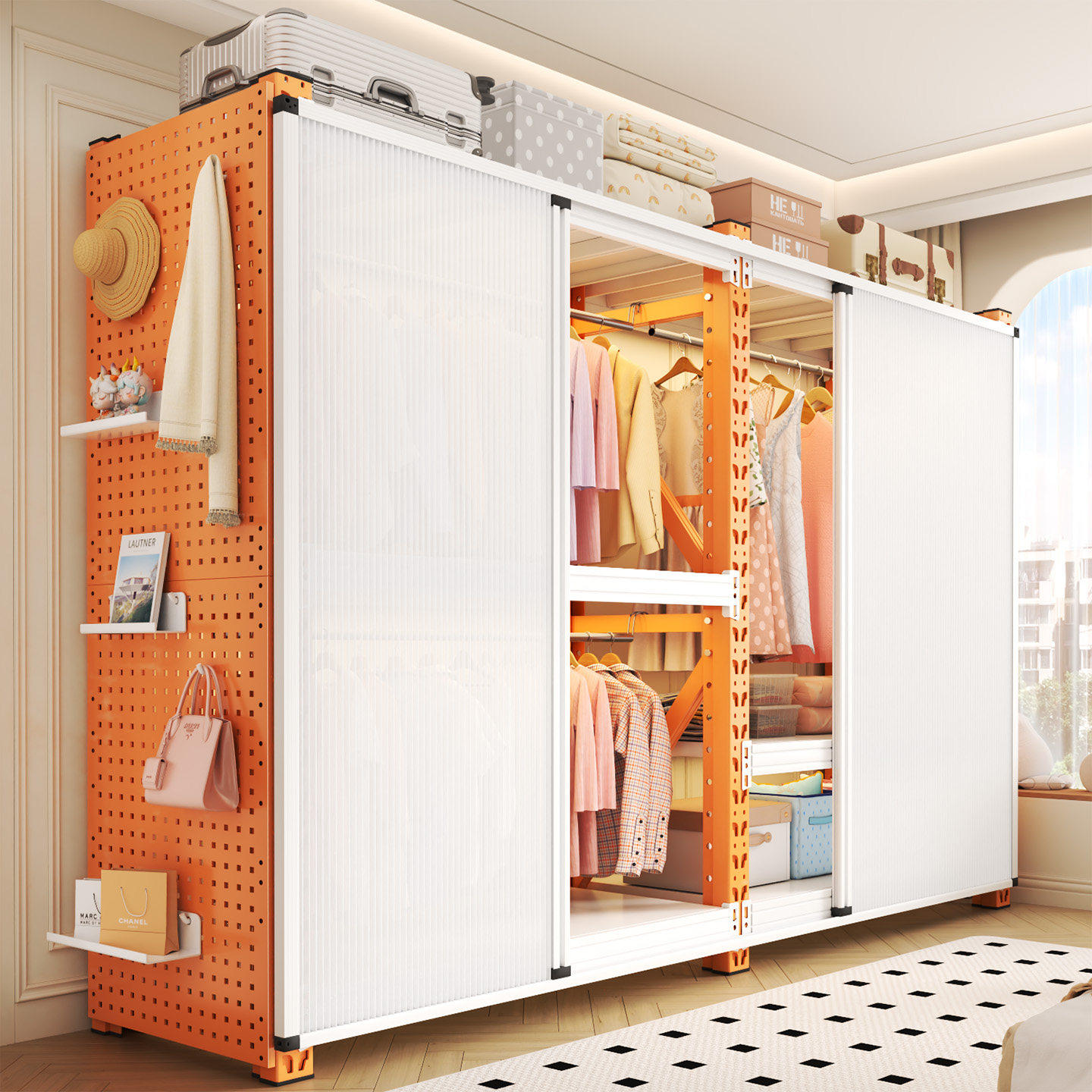 新疆西藏包邮卧室金属衣柜开放式衣架简易组装货架衣橱出租房落地,收纳整理,衣物收纳柜/简易衣橱,淘宝优惠券,粉丝福利购,淘宝优惠卷