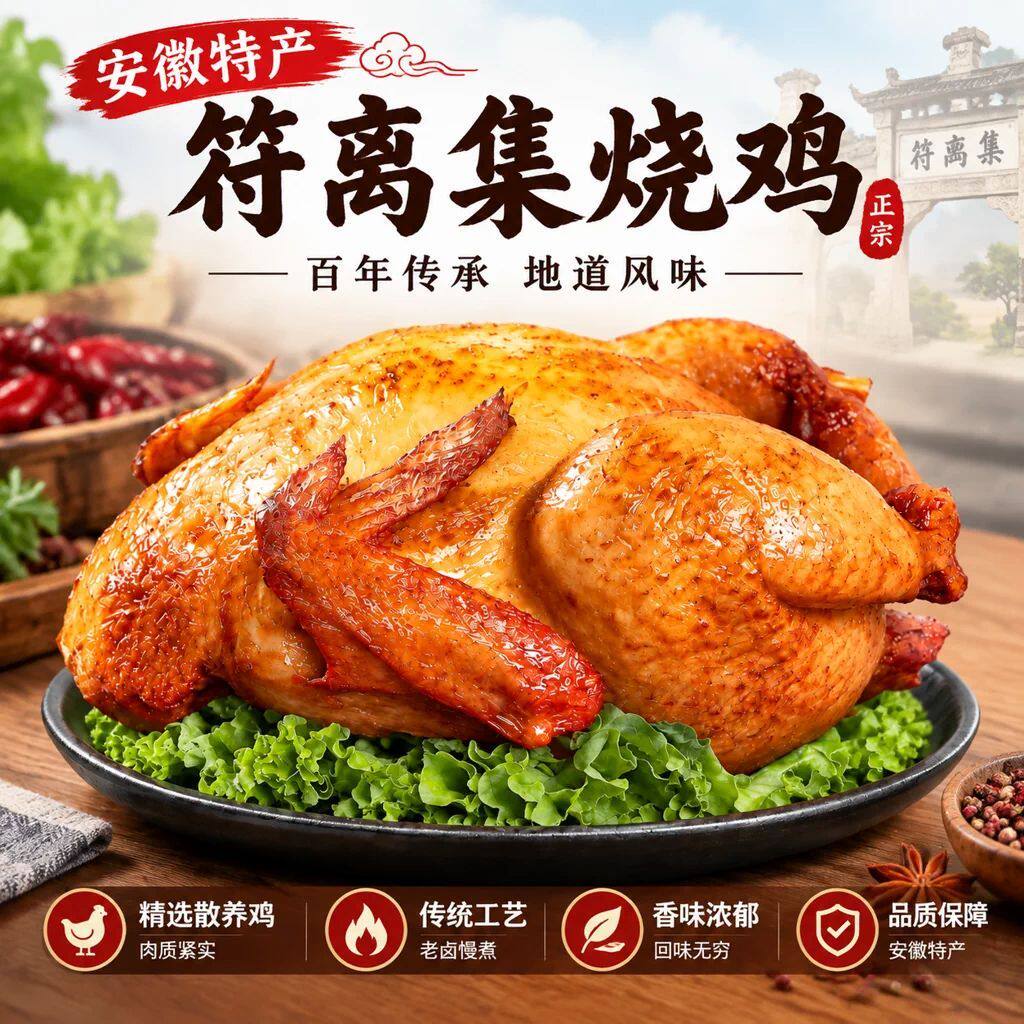 符离集烧鸡安徽老字号正品五香味烧扒鸡整鸡特产熟食卤味开袋即食