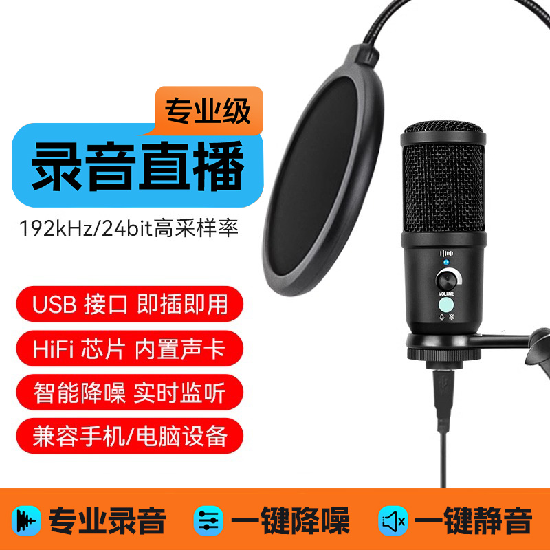 麦克风电脑台式话筒直播全民k歌主播电容收音麦录音设备手机通用