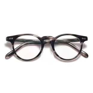 透明唐草纹板材眼镜手制复古近视镜架圆框大脸TVR505同款日本