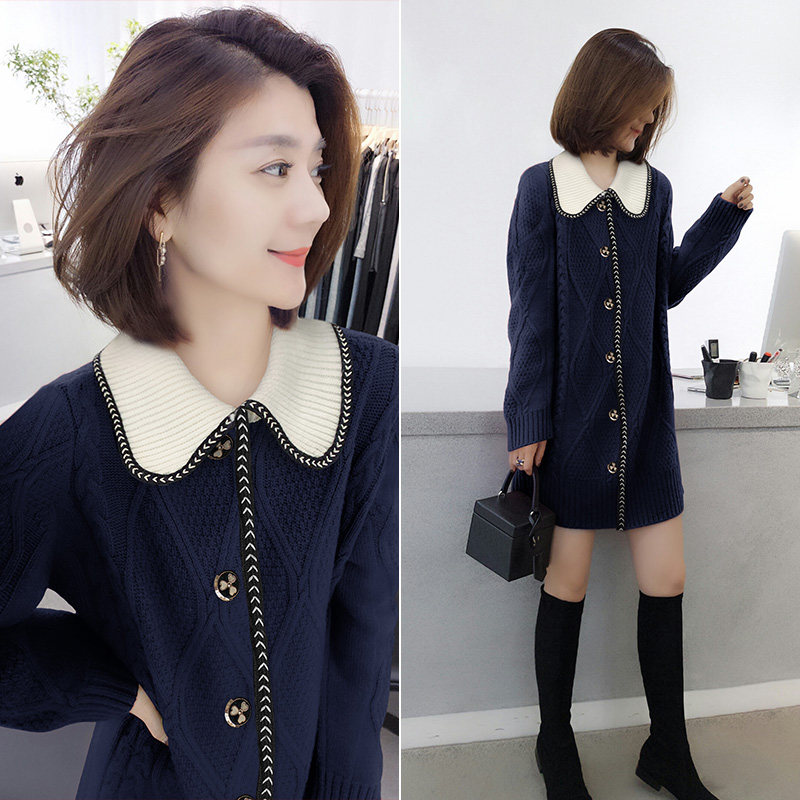 欧洲站春秋女装2020新款欧货配大衣打底毛衣裙宽松内搭针织连衣裙