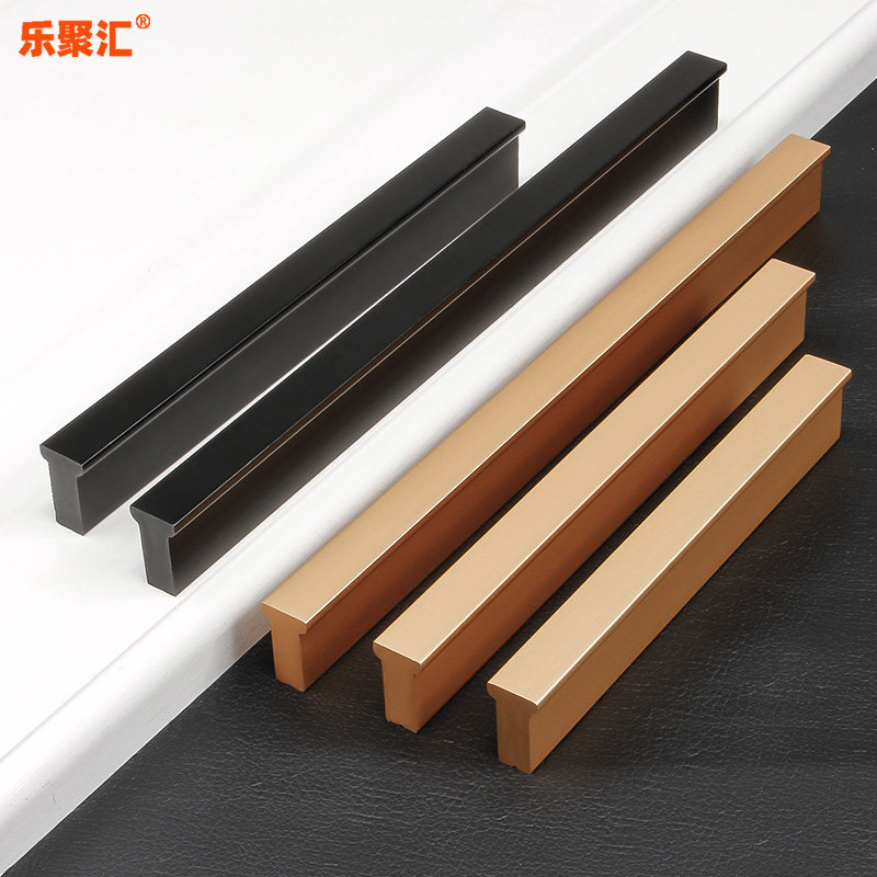 衣柜拉手哑金/黑色铝合金橱柜门抽屉t型把手家具柜子加长实心外装