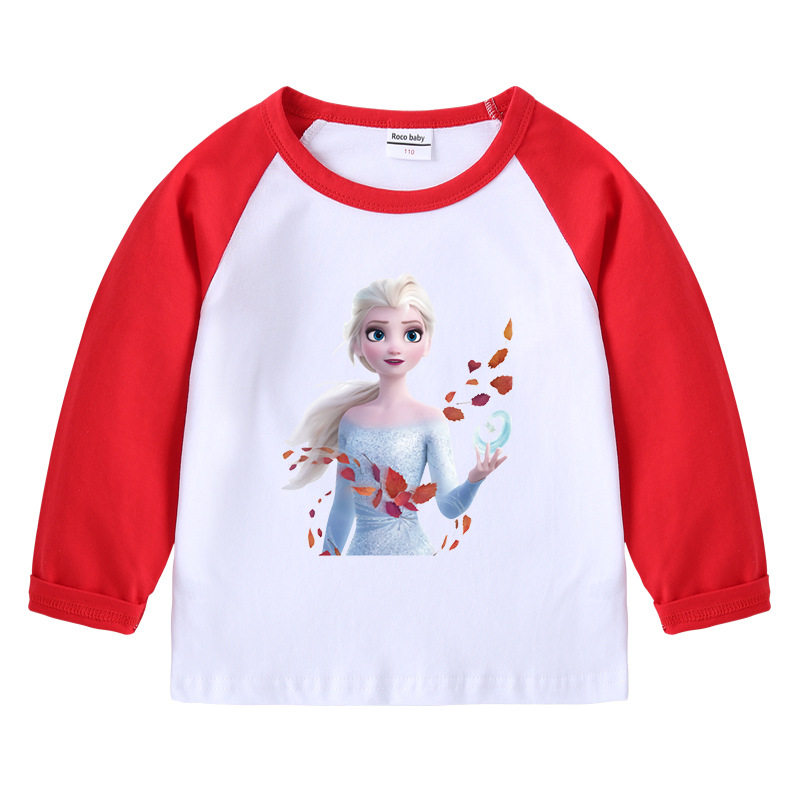 女童长袖T恤纯棉春装童装小女孩爱莎公主上衣春季薄款儿童打底衫