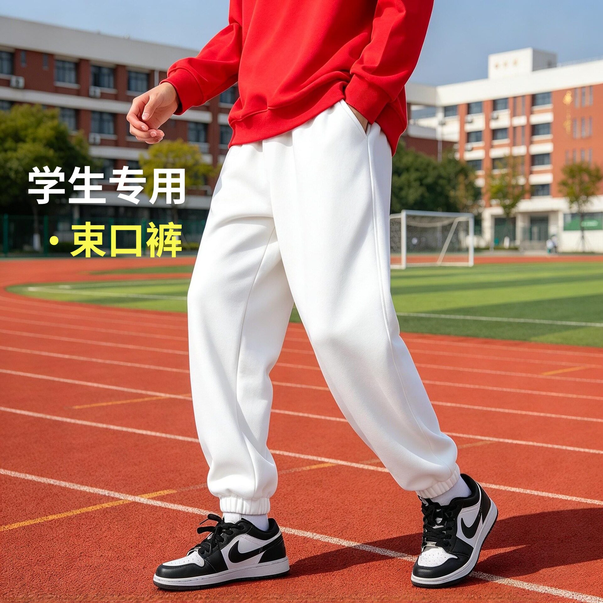 活动裤白色学生校服裤男女童中小学生运动长裤儿童裤子春秋款童装