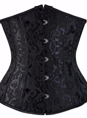 Women Gothic Sexy Satin Underbust Corset Bustier Waist Cinch