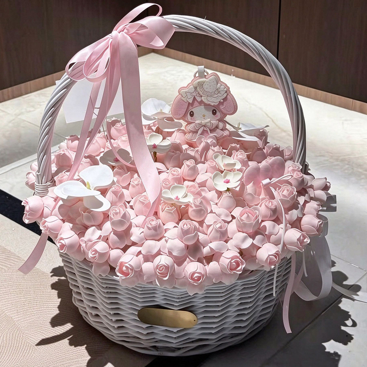 永生花仙子之吻Kitty高级感手提仿真香皂花篮送女友闺蜜生日礼物