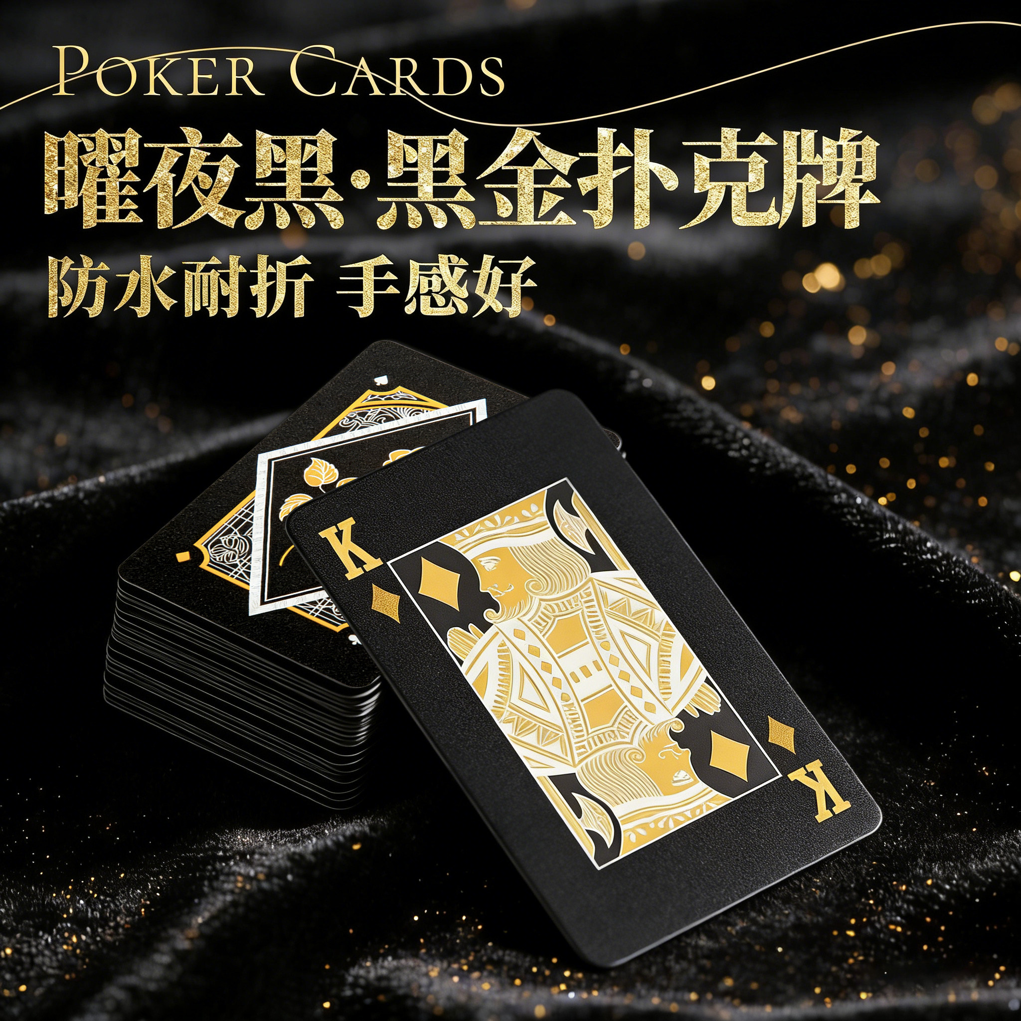 黑金黄金扑克牌高端成人pvc塑料土豪金扑克牌高颜值防水防折耐磨图片