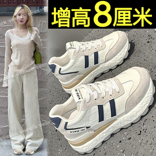 内增高运动鞋女款2026新款秋季百搭轻便休闲鞋复古厚底阿甘德训鞋