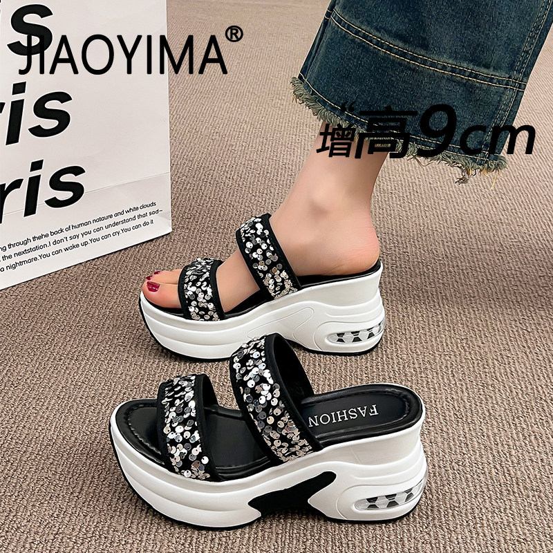 坡跟厚底凉拖鞋女外穿2026夏新款配裙子百搭小个子增高一字拖鞋