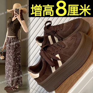 复古德训鞋女款2025春秋新款内增高休闲运动板鞋轻便百搭厚底女鞋