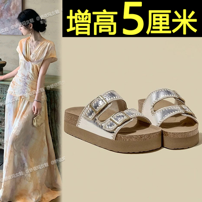 百搭勃肯一字凉拖鞋厚底沙滩鞋