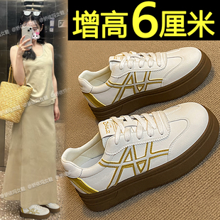 春季 ins潮百搭內(nèi)增高休閑小白鞋 女厚底2025新款 板鞋 爆款 德訓(xùn)鞋