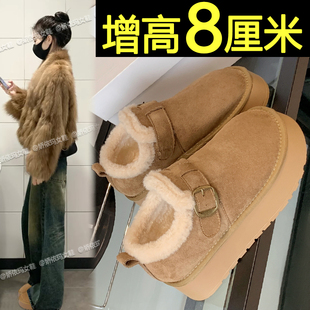 内增高加绒勃肯鞋棉鞋女款2025新款冬季厚底加厚保暖雪地靴毛毛鞋