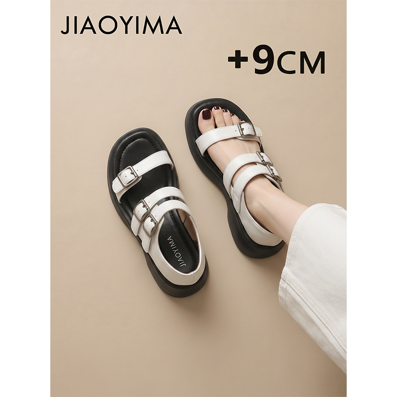 9cm内增高罗马凉鞋女2026新款夏季外穿巨好看不累脚厚底一字凉鞋