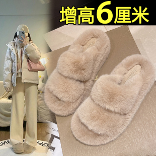 毛毛拖鞋女外穿厚底松糕2026新款网红爆款炸街高级感欧货超火女鞋