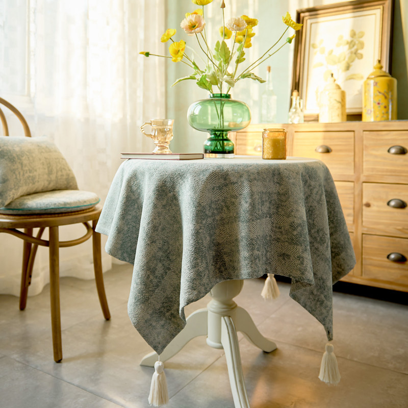 美式棉麻轻奢高级感北欧流苏小圆餐桌桌布台布茶几布定制盖布,居家布艺,桌布,淘宝优惠券,粉丝福利购,淘宝优惠卷