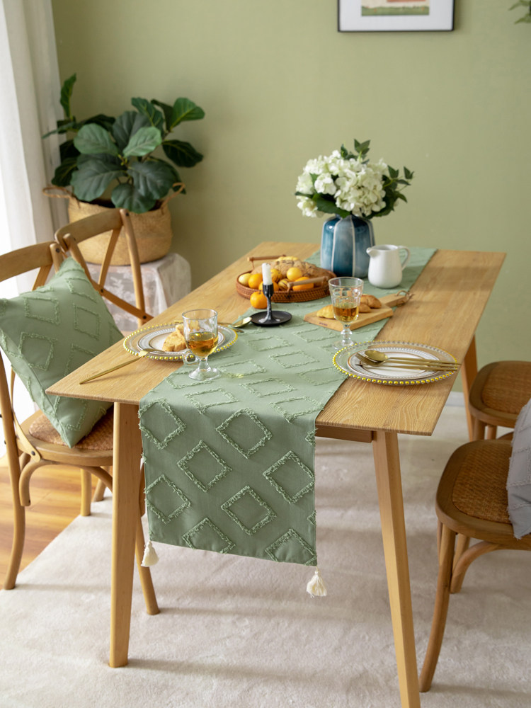 法式奶白色剪花氛围感轻奢高级感棉麻西餐桌玄关柜鞋柜桌旗可定制,居家布艺,桌旗,淘宝优惠券,粉丝福利购,淘宝优惠卷