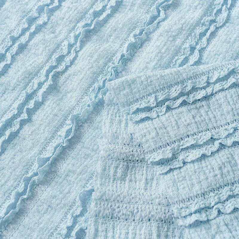 diy handcrafted forest-themed dress fabric for girls, made of black fungus edge lotus crease fabric with elastic hollowed-out lace pleats thumbnail 4