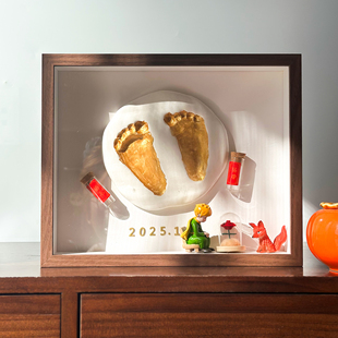 宝宝满月百天周岁手足脚印泥照片胎毛纪念品仪式感礼物相框