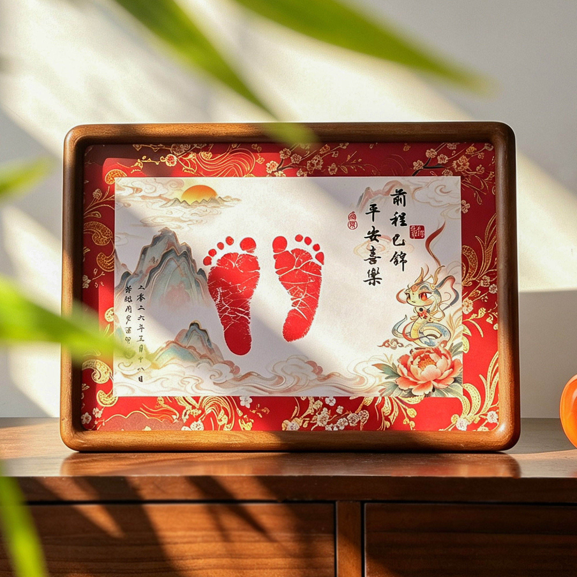 蛇宝宝手足印手足印纪念相框