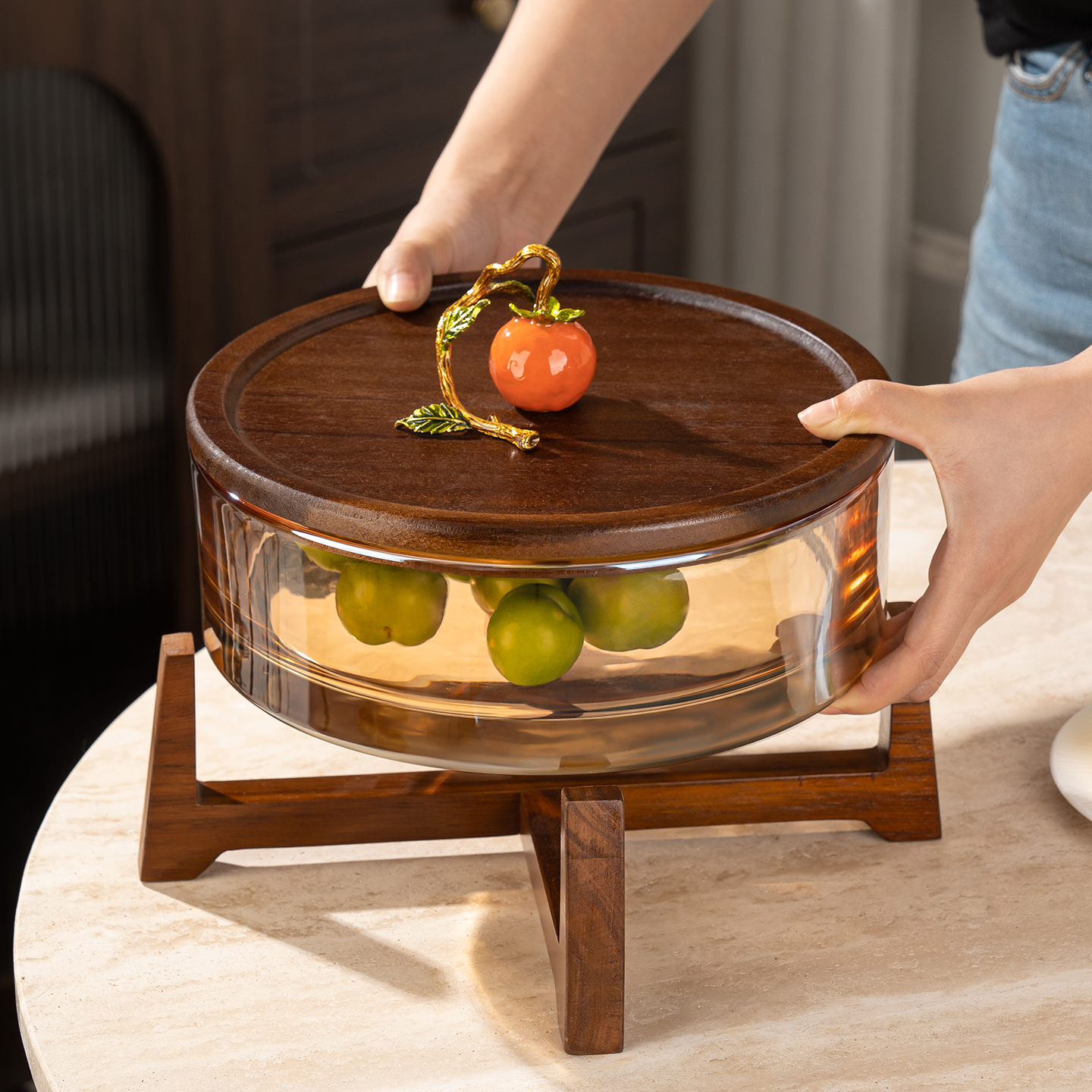 高档水晶玻璃果盘高端精致高颜值