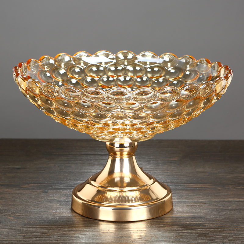 欧式水果盘玻璃高脚果盘创意现代客厅茶几家用零食盘网红大号果盘