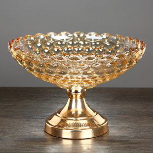 欧式水果盘玻璃高水果盘创意现代客厅咖啡桌小吃盘流行大水果盘