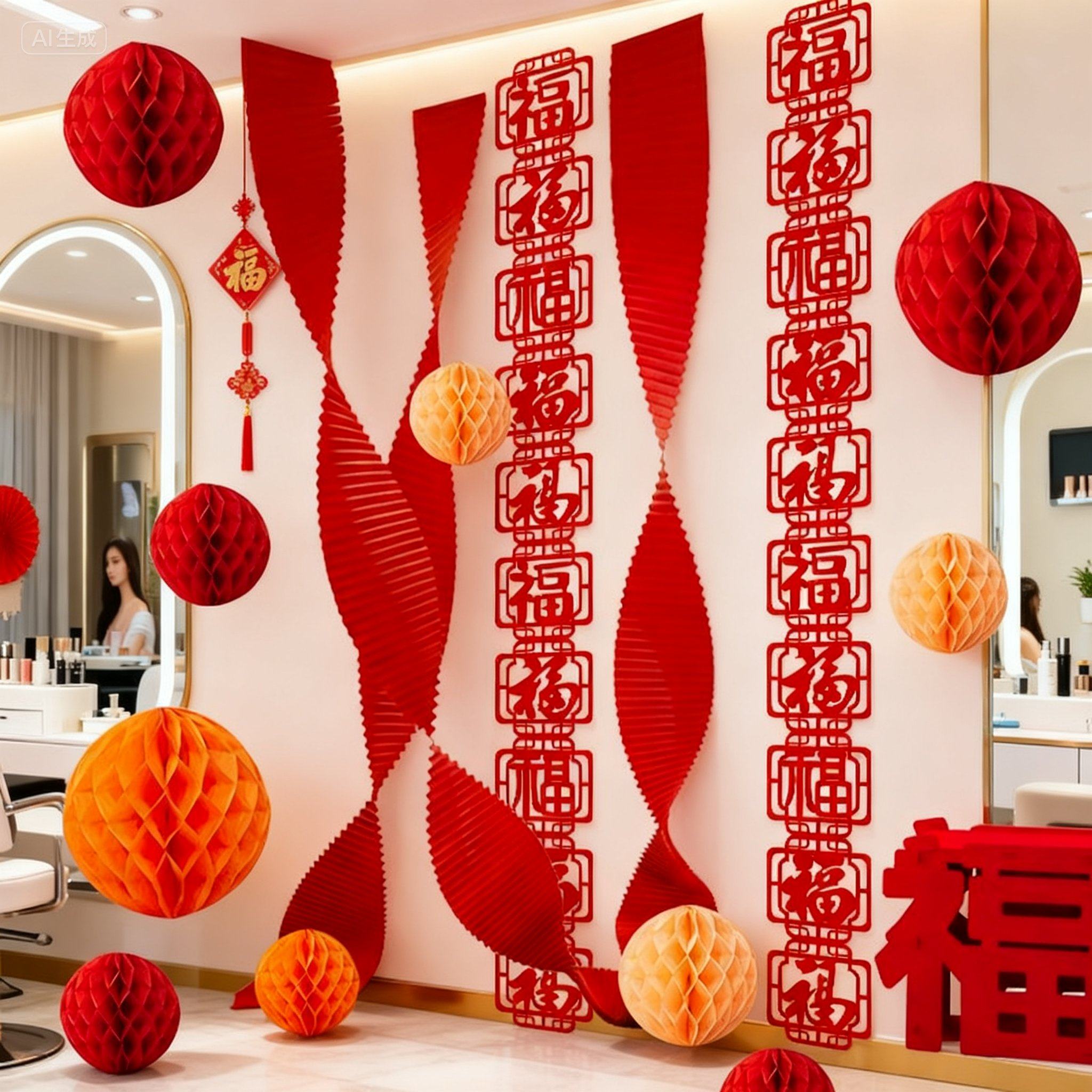 2026马年装饰挂饰拉花背景墙商场节日布置餐厅吊旗元旦过新年氛围