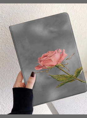 灰色玫瑰适用iPad2021版保护套9.7英寸8.3mini6/5带笔槽九代苹果air4新款Pro11平板9迷你3电脑10.2硅胶10.9软