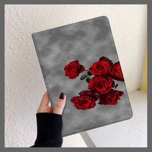 11寸18 2保护套Pro10.5 19款 9.7ipad平板电脑mini1 5迷你10.2软壳防摔 雾霾灰玫瑰花适用2020新iPad air3