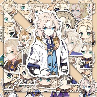 【现发】爆款原神角色阿贝多贴纸q版二次元可爱卡通手账自粘贴画