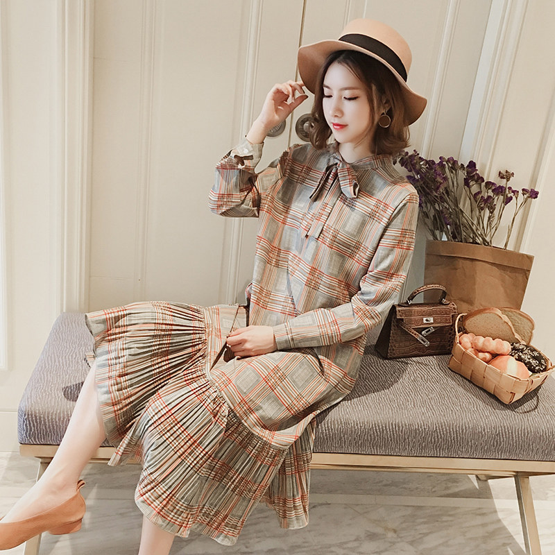 哺乳衣服秋季时尚中长款雪纺哺乳连衣裙春秋潮妈产后哺乳期喂奶衣