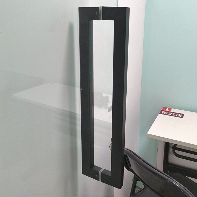 玻璃门推拉门扶手加厚木门不锈钢哑黑钛玫瑰金钛金拉丝方管大门