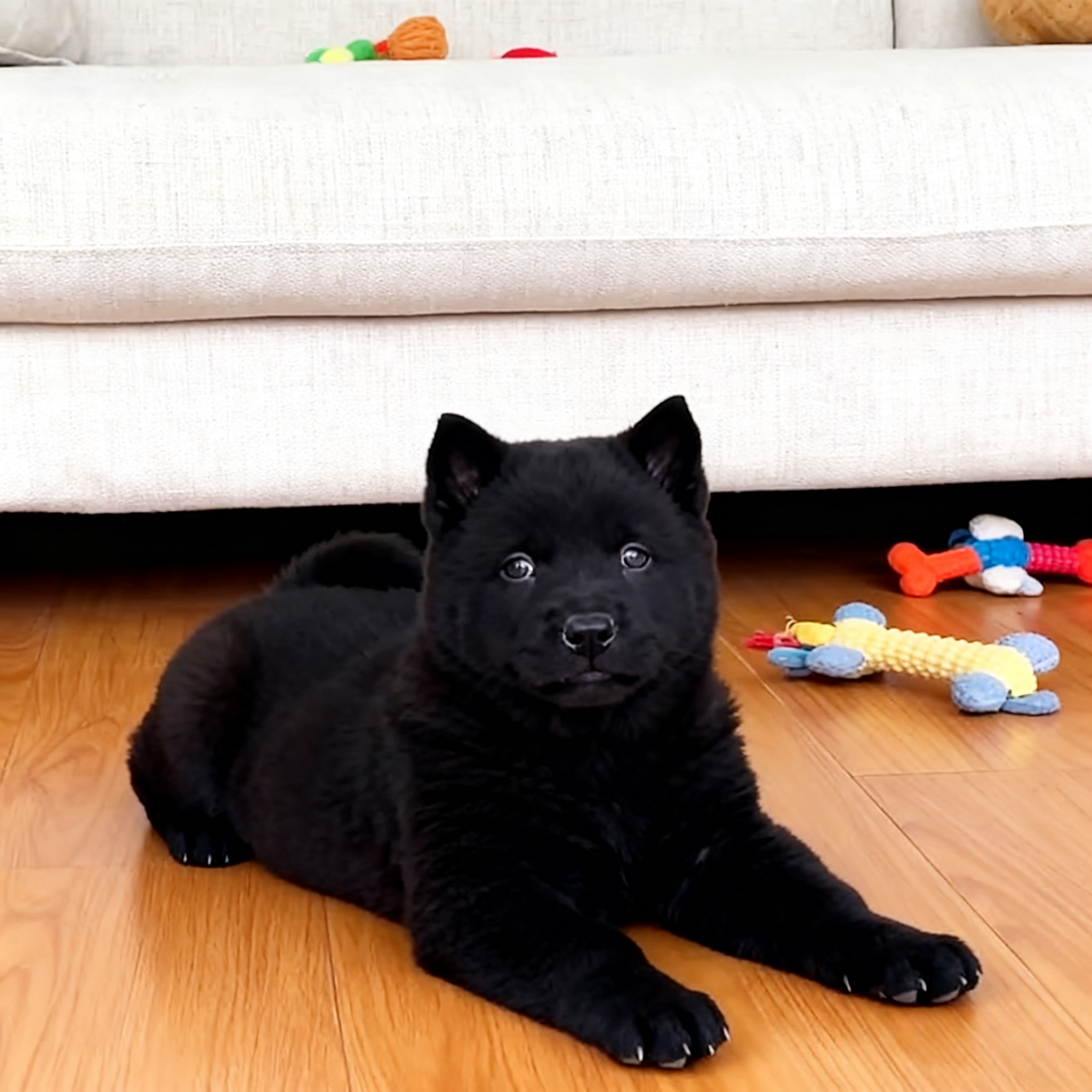 五黑犬幼犬短毛虎头大骨架中华田园犬狩猎犬可爱霸气纯黑活物全黑