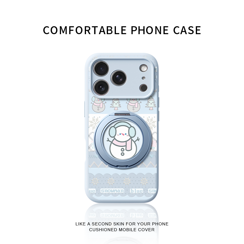 冬日雪人适用苹果17promax手机壳新款iphone16pro镜头全包15液态硅胶软壳防摔保护套360°旋转支点壳巨好看女
