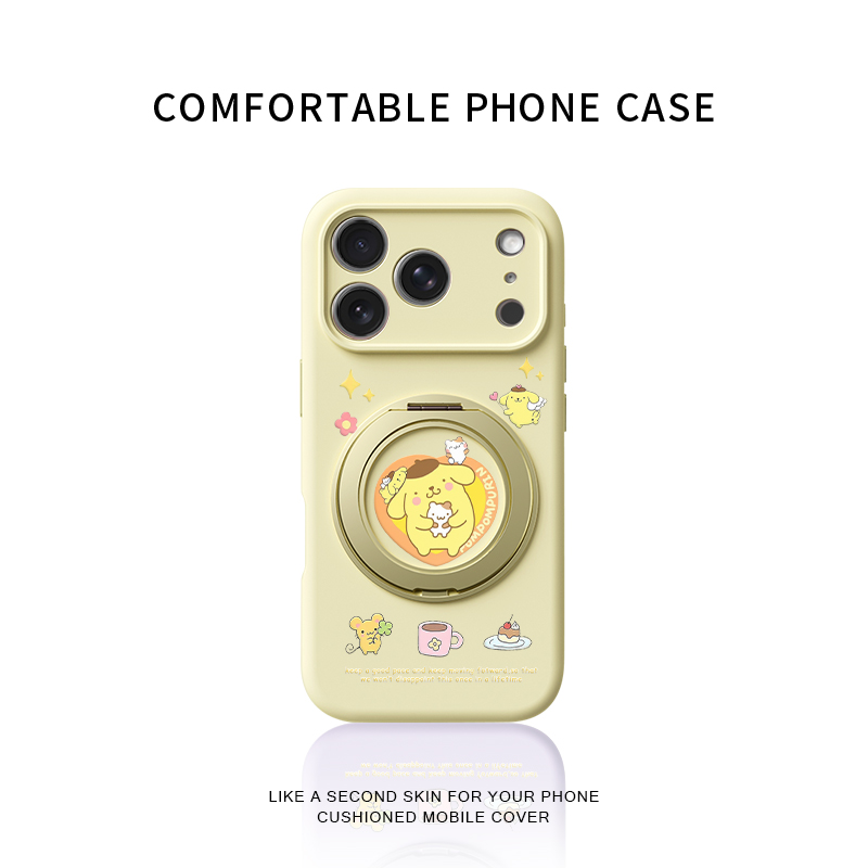 软萌爱心布丁狗适用苹果17promax手机壳新款iphone16pro巨好看15女款14高级感13防摔液态硅胶旋转支架保护套