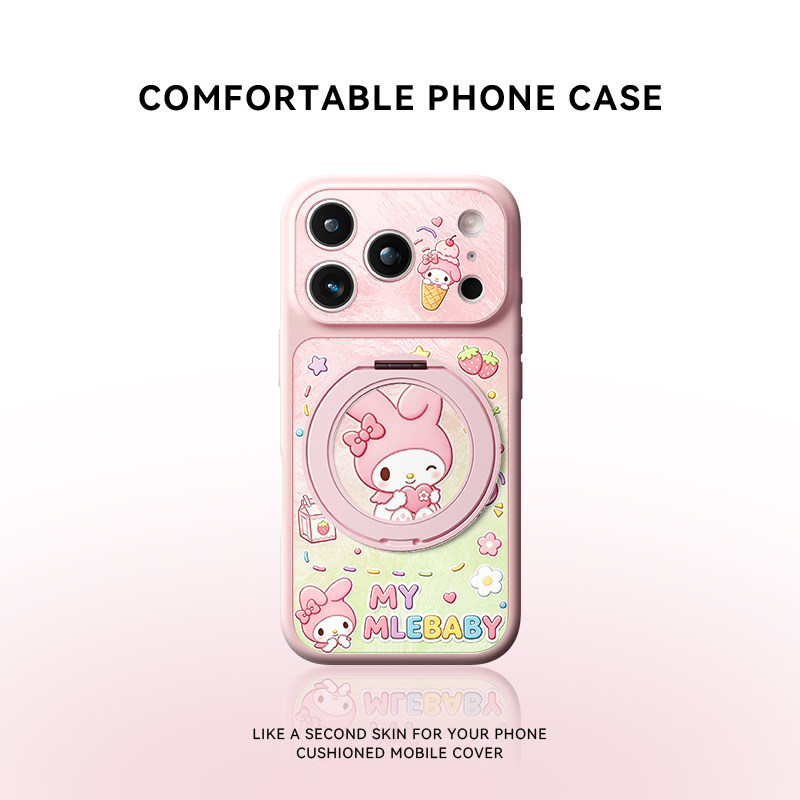 爱心美乐蒂适用苹果18promax手机壳新款iPhone17pro磁吸带支架16pm可爱女款15相机按键14镜头全包防摔保护套