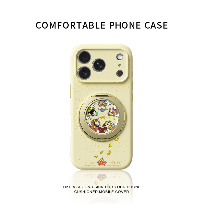 五路财神爷适用苹果17promax手机壳新款iphone16pro镜头全包15液态硅胶软壳防摔保护套360°旋转磁吸支点壳女