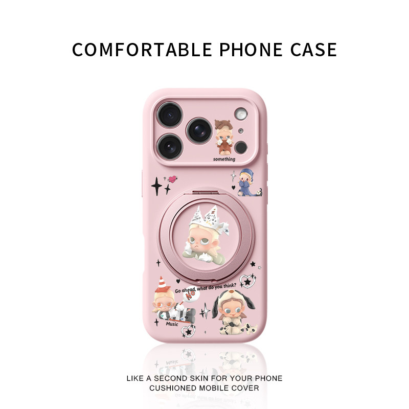 王冠嘎子姐适用苹果17promax手机壳新款iphone16pro可爱女款15卡通14防摔液态硅胶软壳360旋转磁吸支架保护套