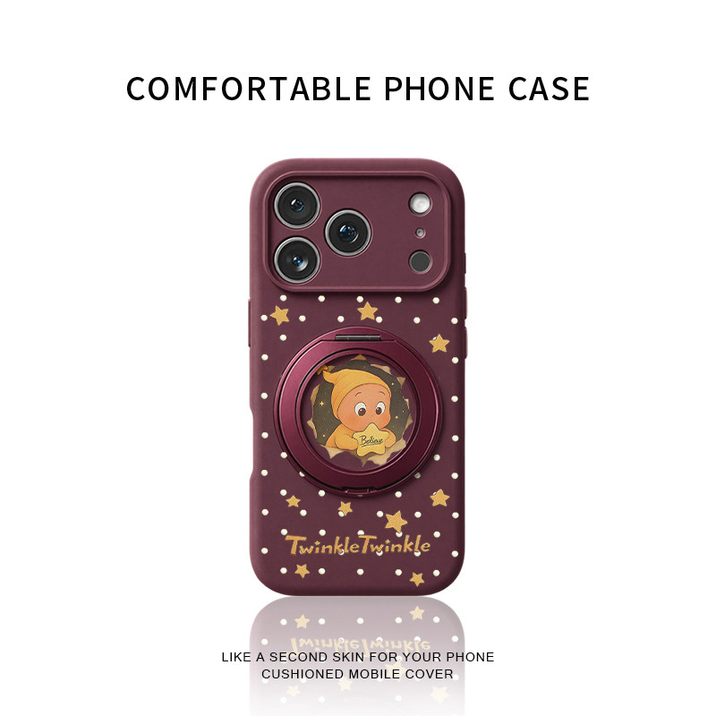 星空星星人适用苹果18promax手机壳新款iPhone17proamx液态硅胶防摔16pro高级15pm拍照键磁吸带支架女酒红色