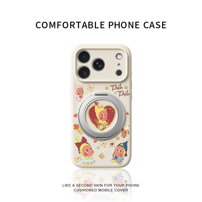 爱心丘比特星星人适用苹果17promax手机壳新款iphone16pro镜头全包15液态硅胶软壳防摔360°旋转磁吸支点壳女