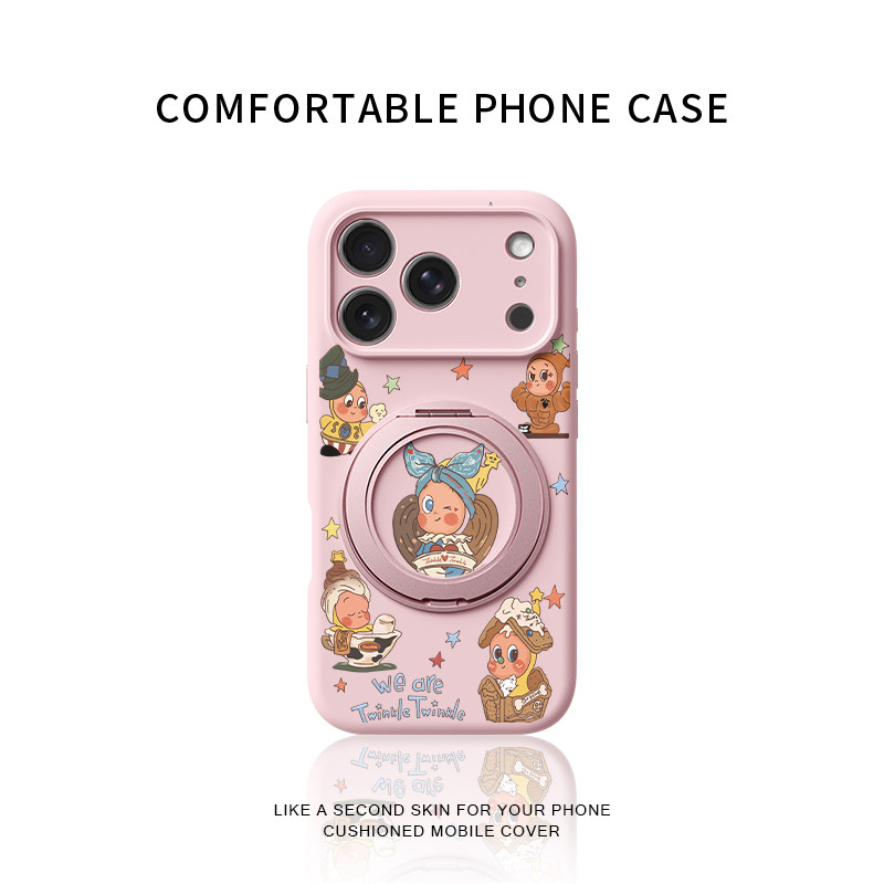 可爱眨眼星星人适用苹果17promax手机壳新款iphone16pro镜头全包15液态硅胶软壳防摔保护套360°旋转支点壳女