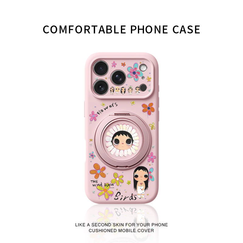 花仙子小玉适用苹果17promax手机壳新款iphone16pro镜头全包15液态硅胶软壳防摔保护套360°旋转磁吸支点壳女