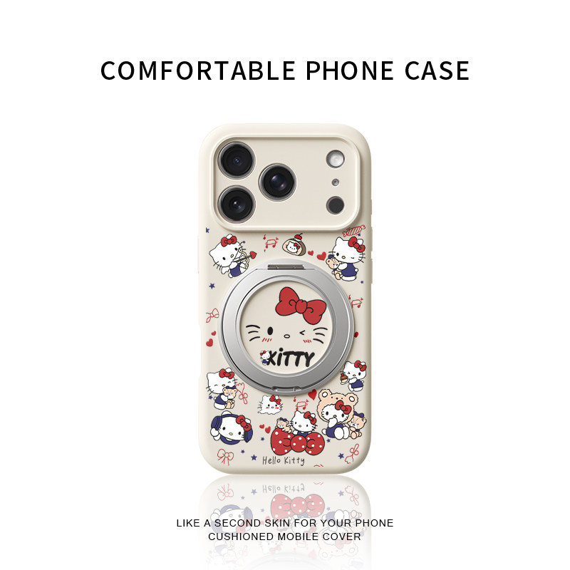 可爱眨眼kt猫适用苹果17promax手机壳新款iphone16pro镜头全包15防摔液态硅胶软壳360旋转磁吸支架保护套女14