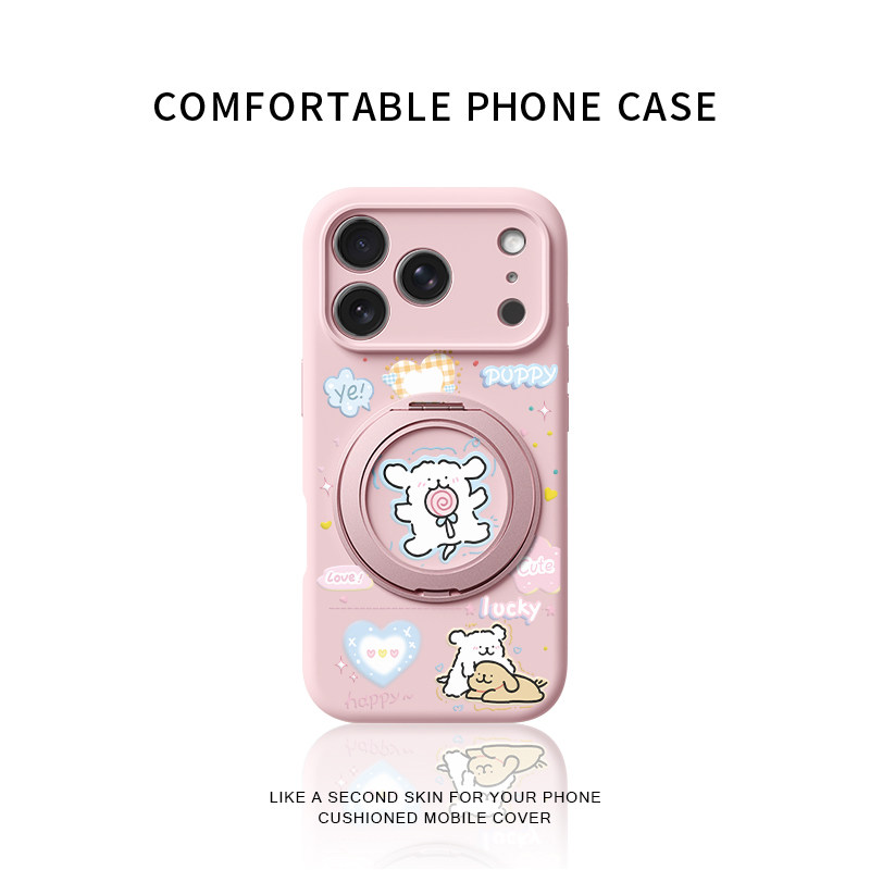 棒棒糖小狗适用苹果17promax手机壳新款iphone16pro镜头全包15液态硅胶软壳防摔保护套360°旋转磁吸支点壳女